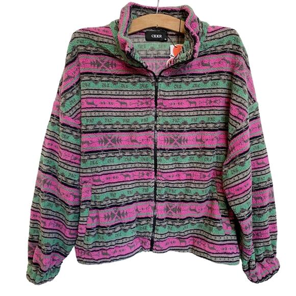 NEW! Cider Fleece Stand Collar Aztec Print Multicolor Jacket NWT - XL - Picture 5 of 14
